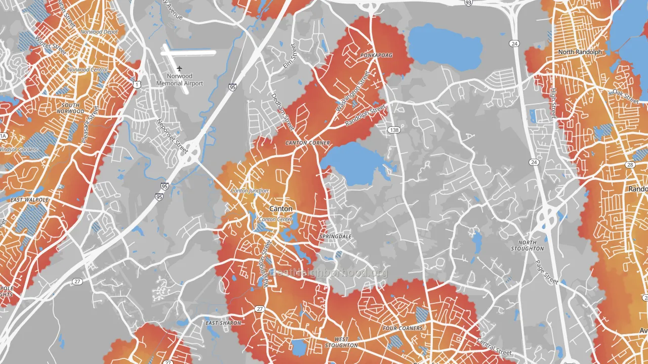 Transit Grade map of 02021, MA