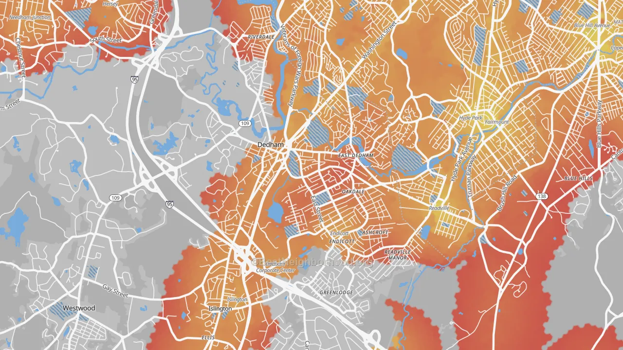 Transit Grade map of 02026, MA