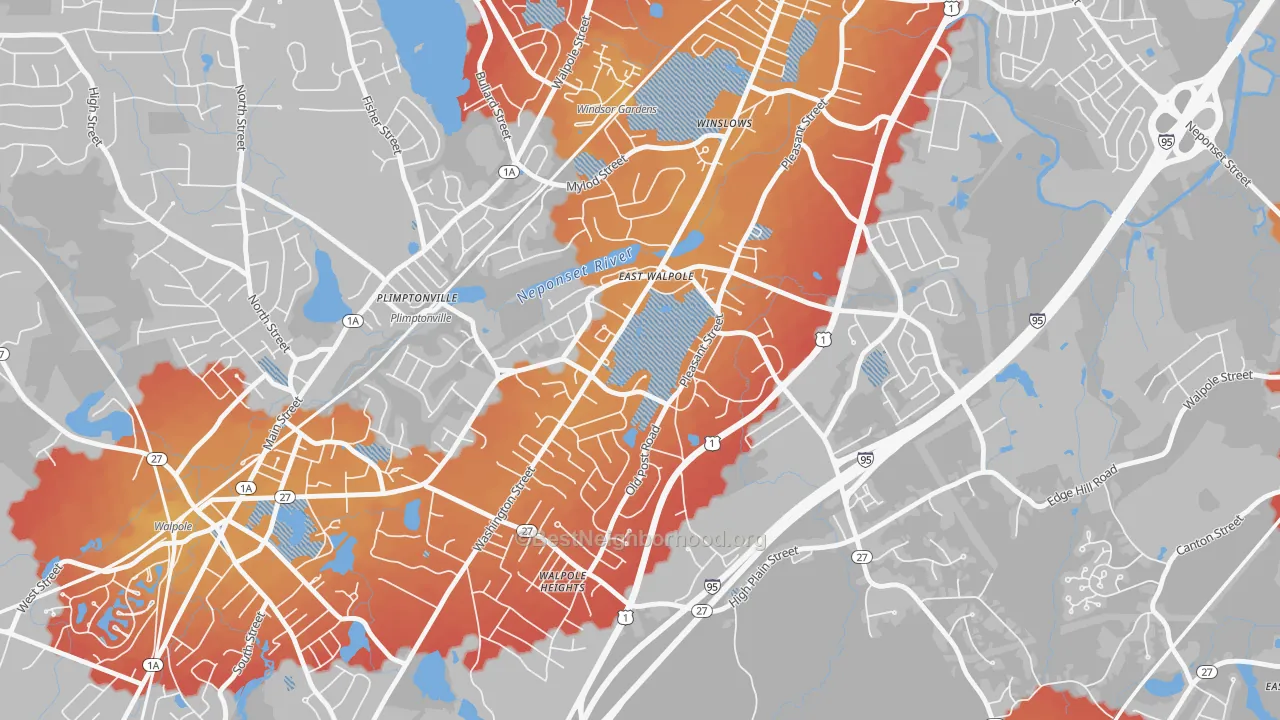 Transit Grade map of 02032, MA