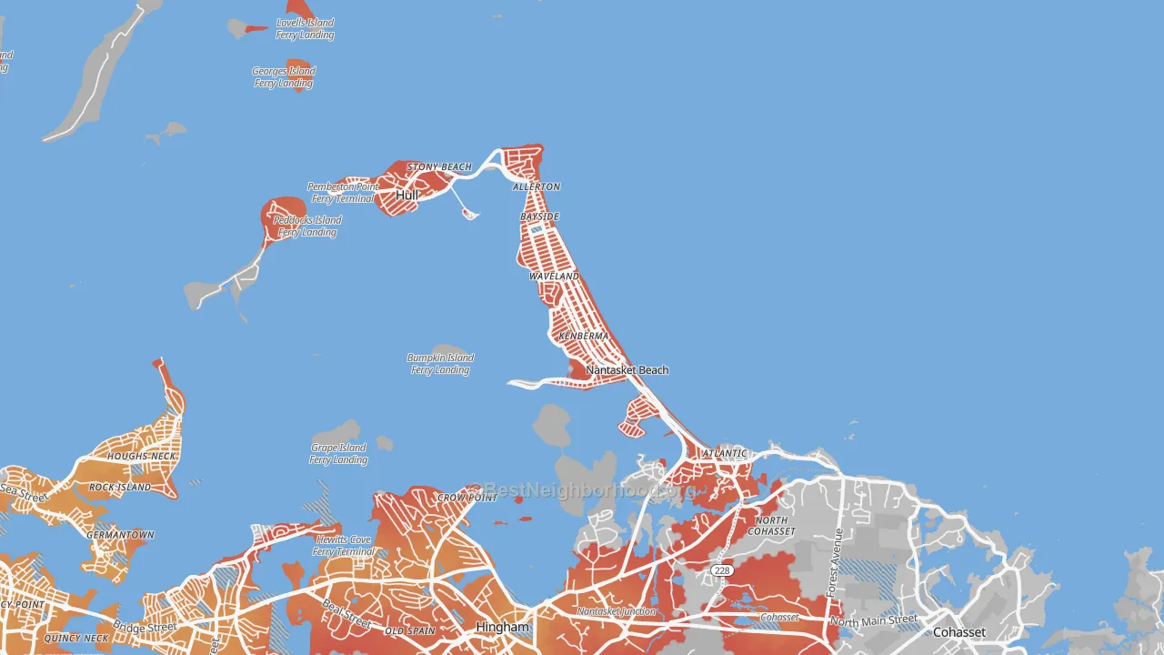 Transit Grade map of 02045, MA