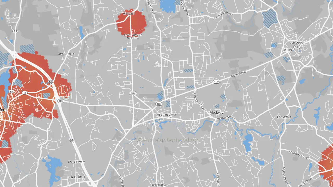 Transit Grade map of 02053, MA