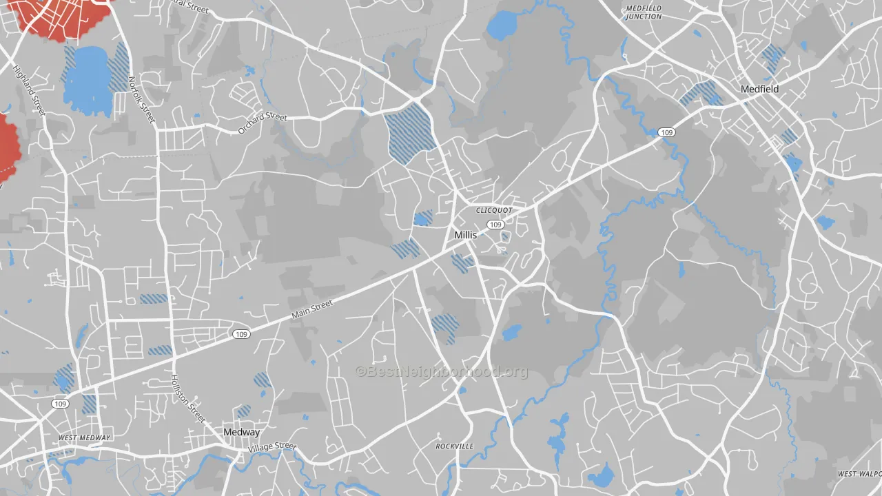 Transit Grade map of 02054, MA