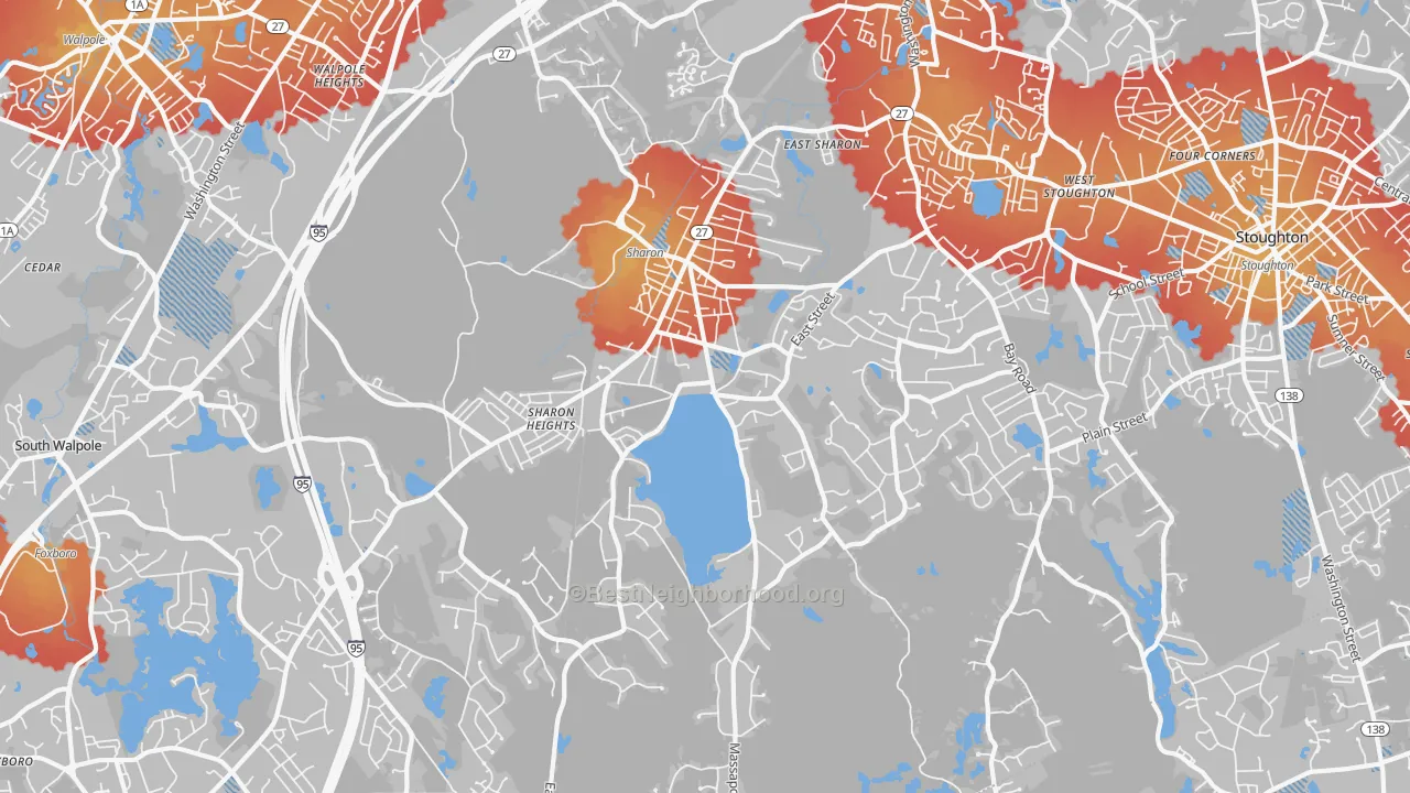 Transit Grade map of 02067, MA