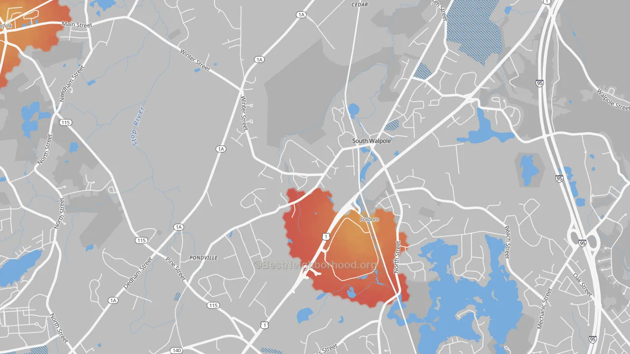 Transit Grade map of 02071, MA