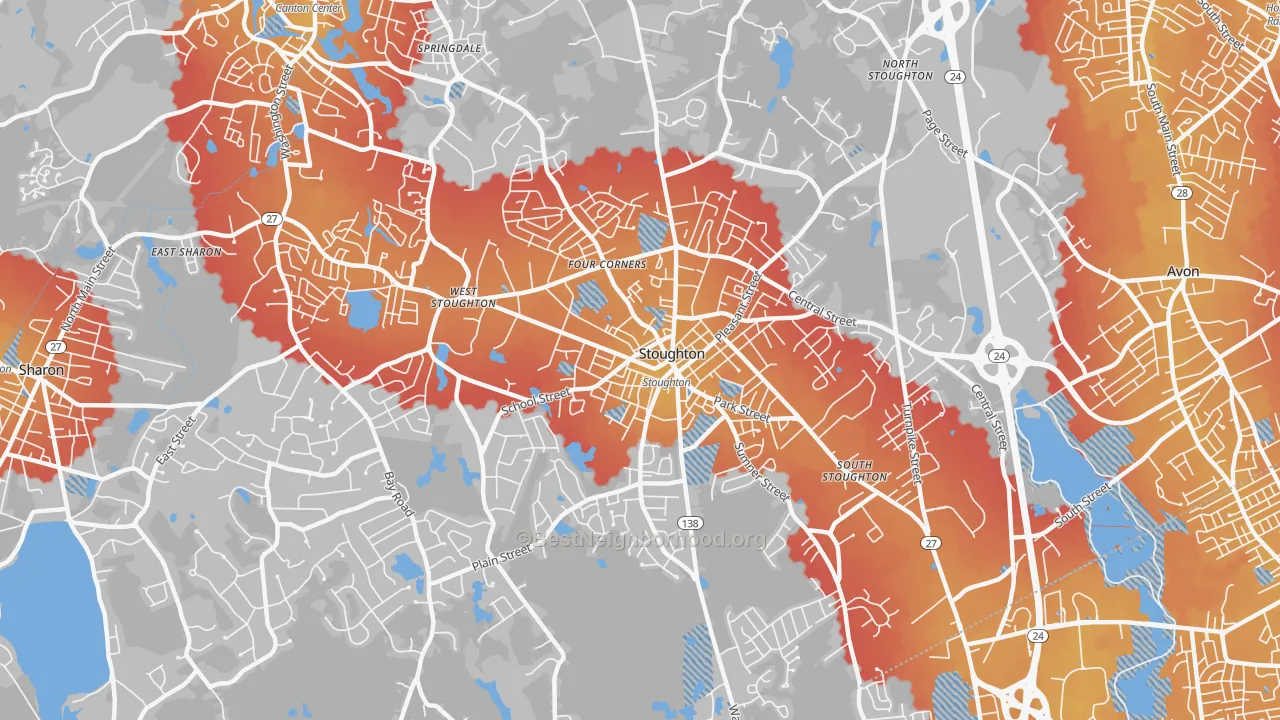 Transit Grade map of 02072, MA