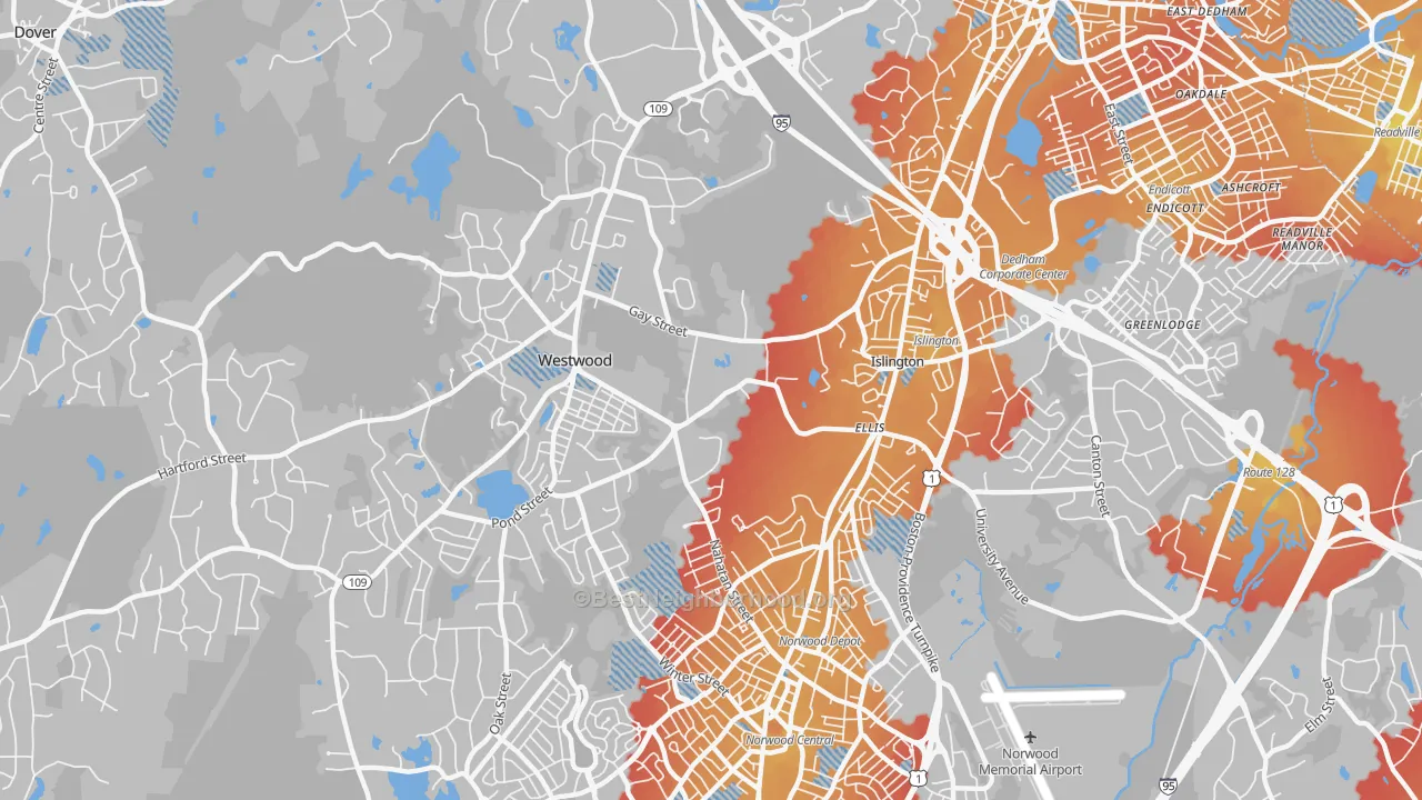 Transit Grade map of 02090, MA