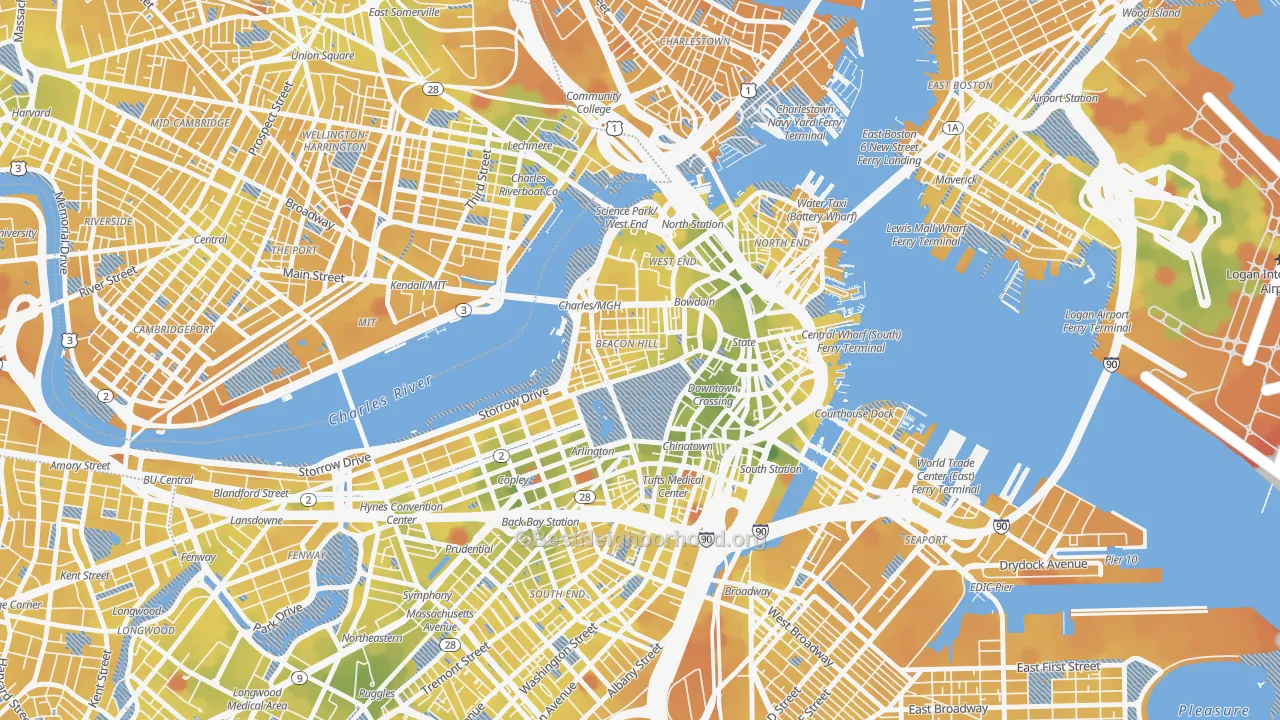 Transit Grade map of 02108, MA