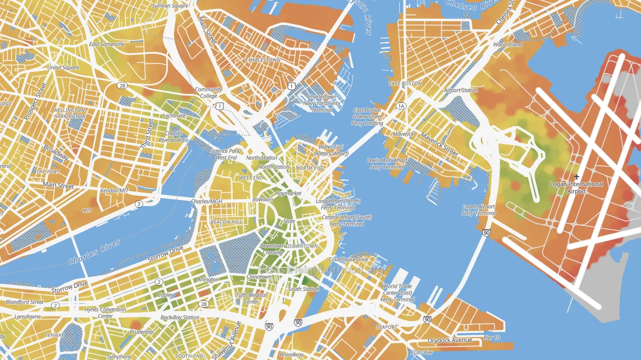 Transit Grade map of 02109, MA