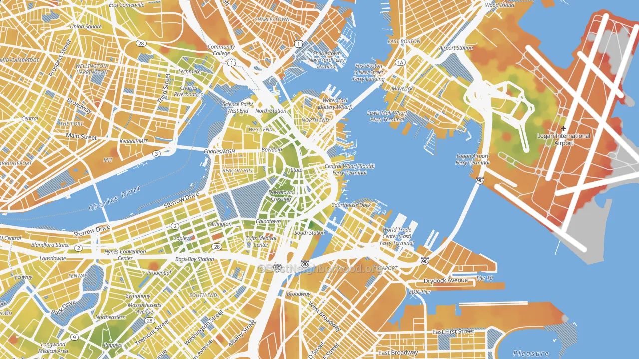 Transit Grade map of 02110, MA