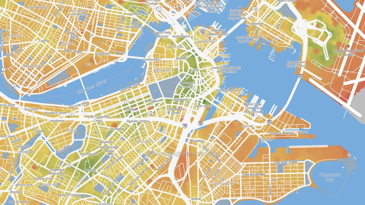 Transit Grade map of 02111, MA