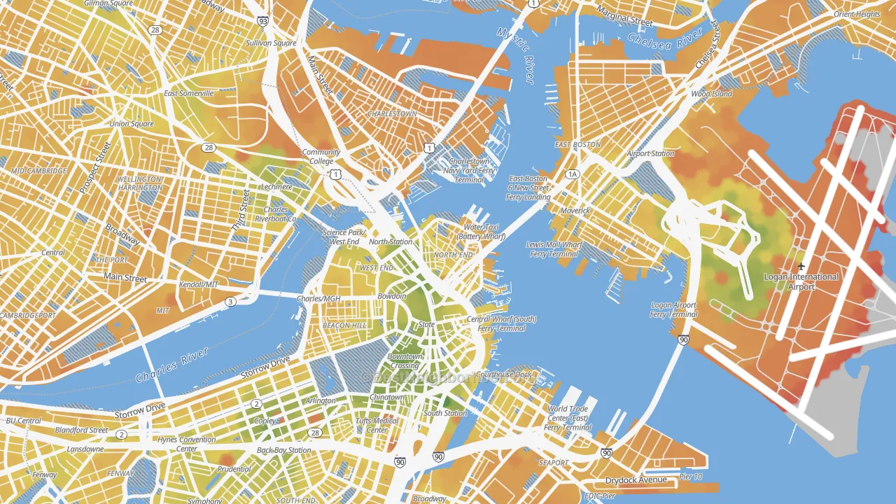 Transit Grade map of 02113, MA