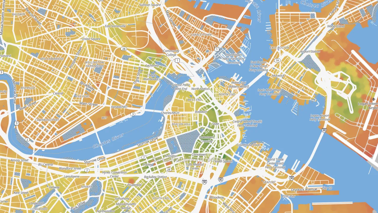 Transit Grade map of 02114, MA