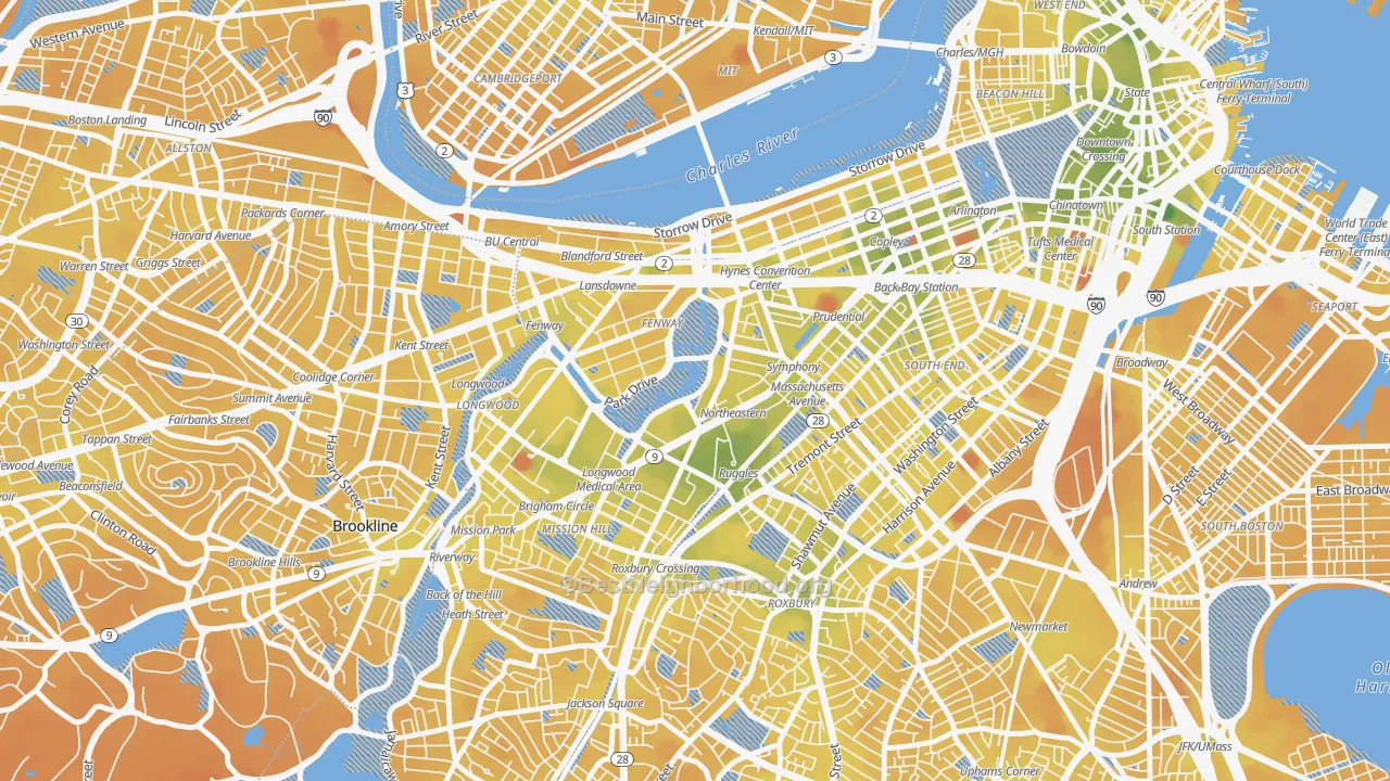 Transit Grade map of 02115, MA