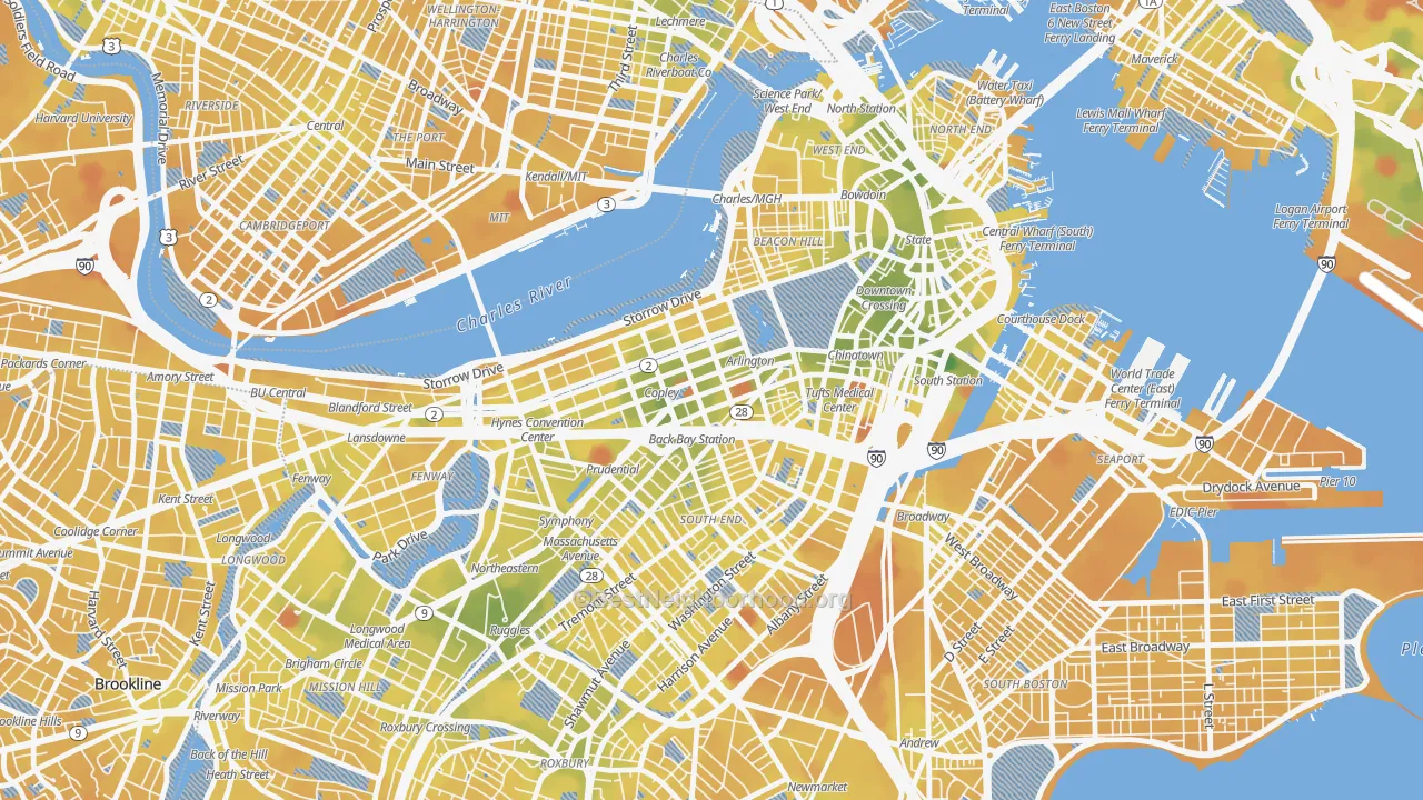 Transit Grade map of 02116, MA