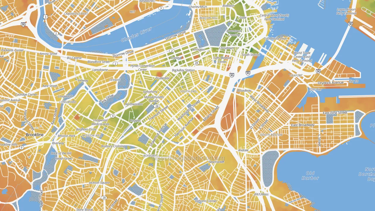 Transit Grade map of 02118, MA
