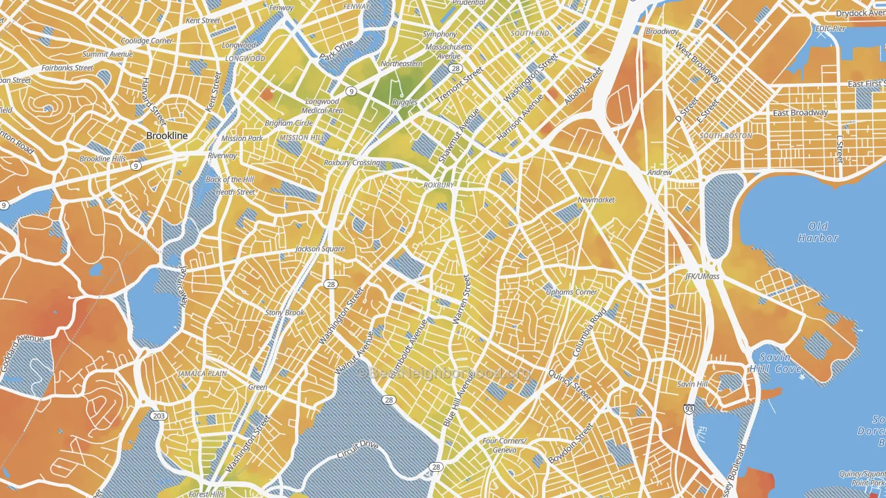 Transit Grade map of 02119, MA