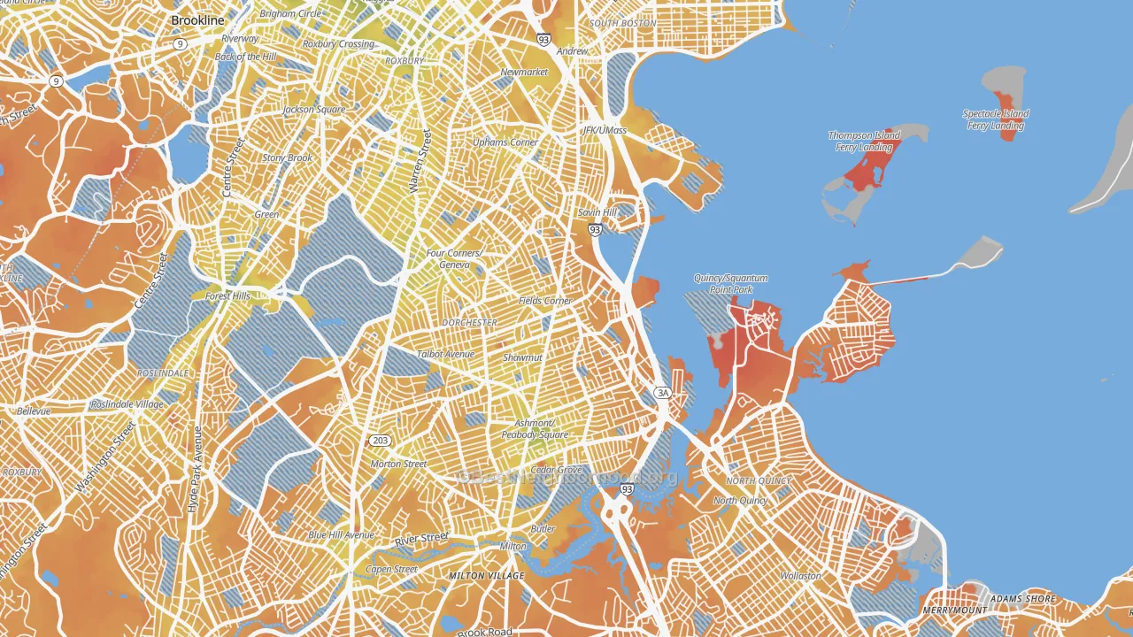 Transit Grade map of 02122, MA