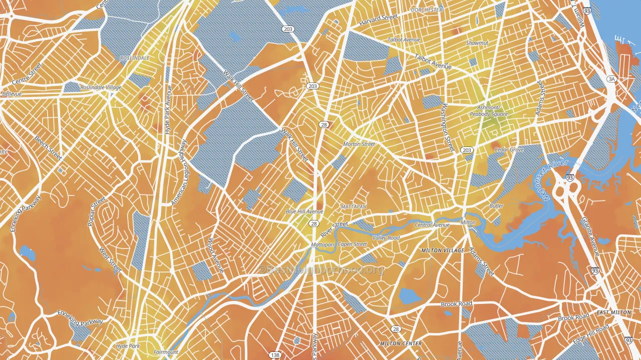 Transit Grade map of 02126, MA