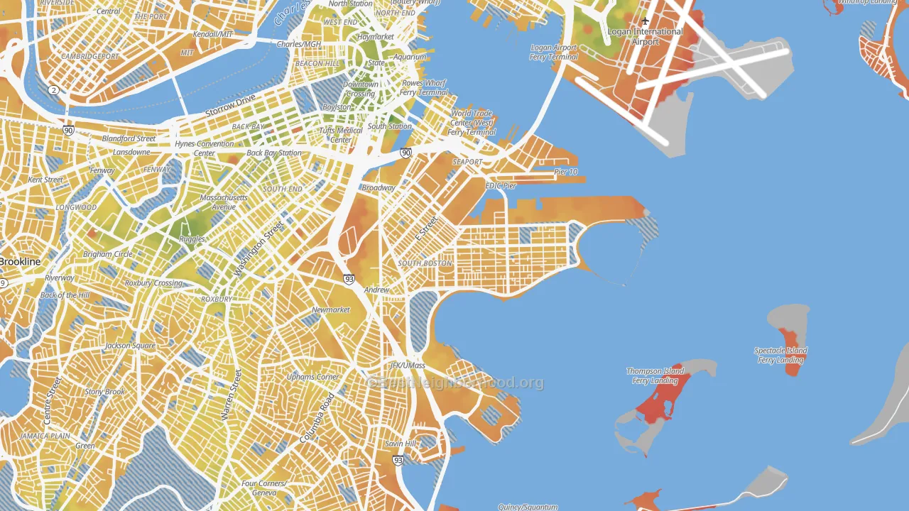 Transit Grade map of 02127, MA