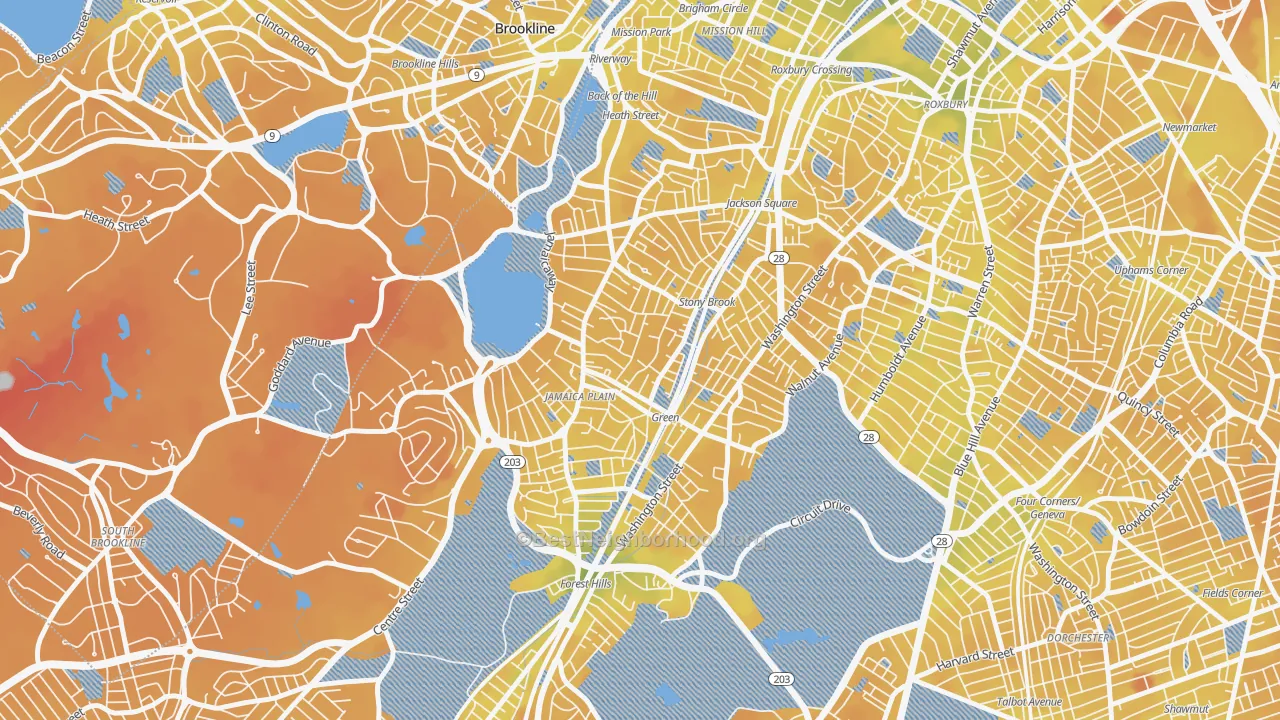 Transit Grade map of 02130, MA