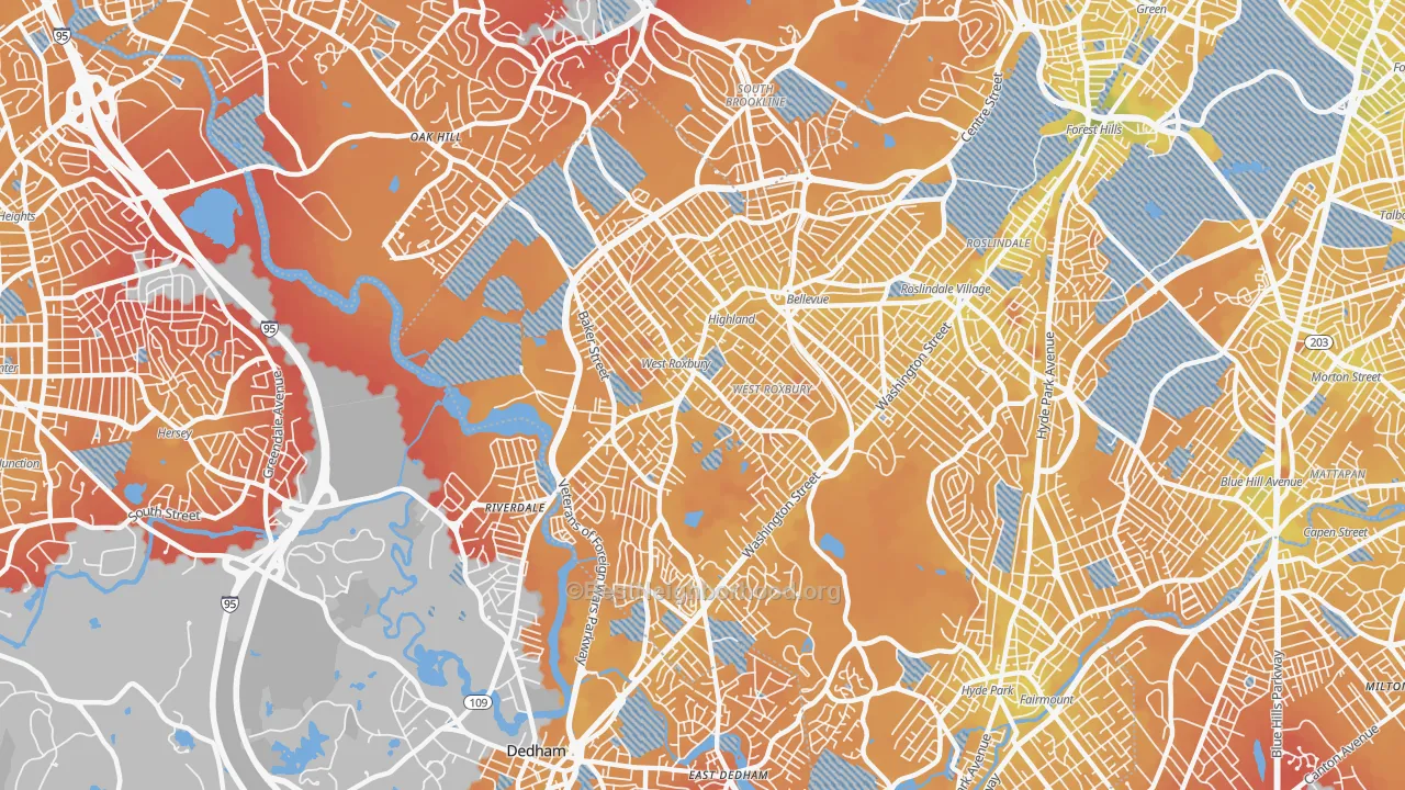 Transit Grade map of 02132, MA
