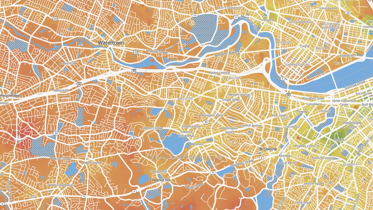 Transit Grade map of 02135, MA