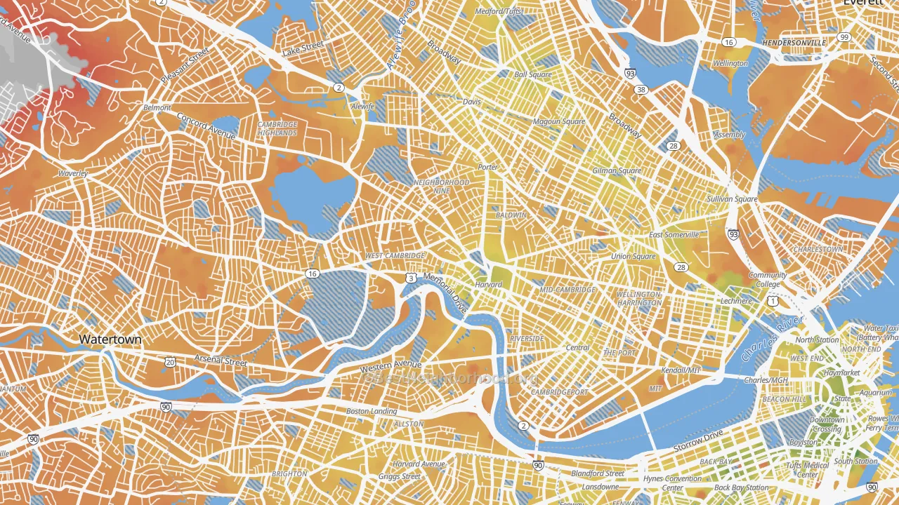 Transit Grade map of 02138, MA