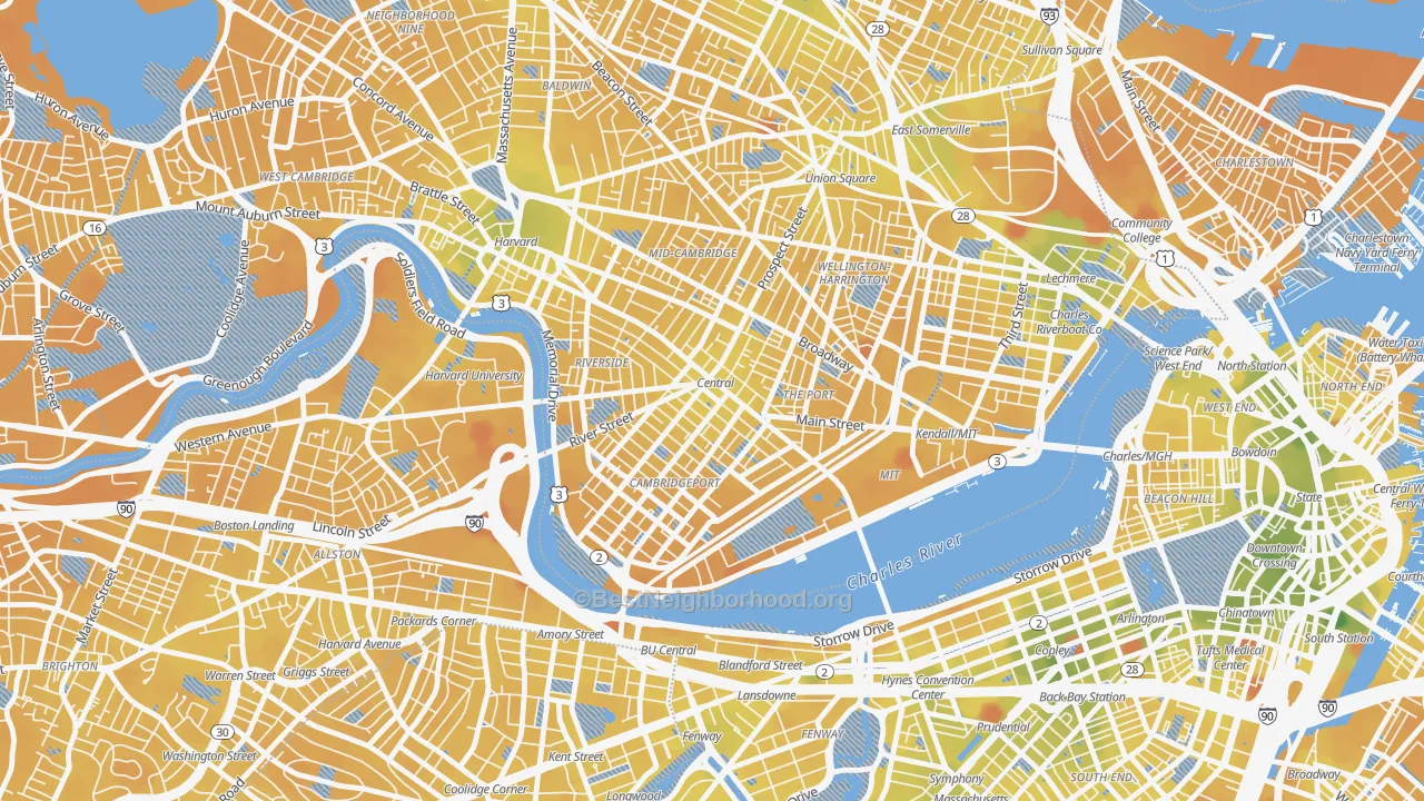 Transit Grade map of 02139, MA