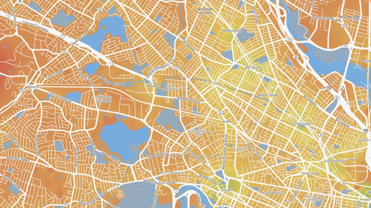 Transit Grade map of 02140, MA