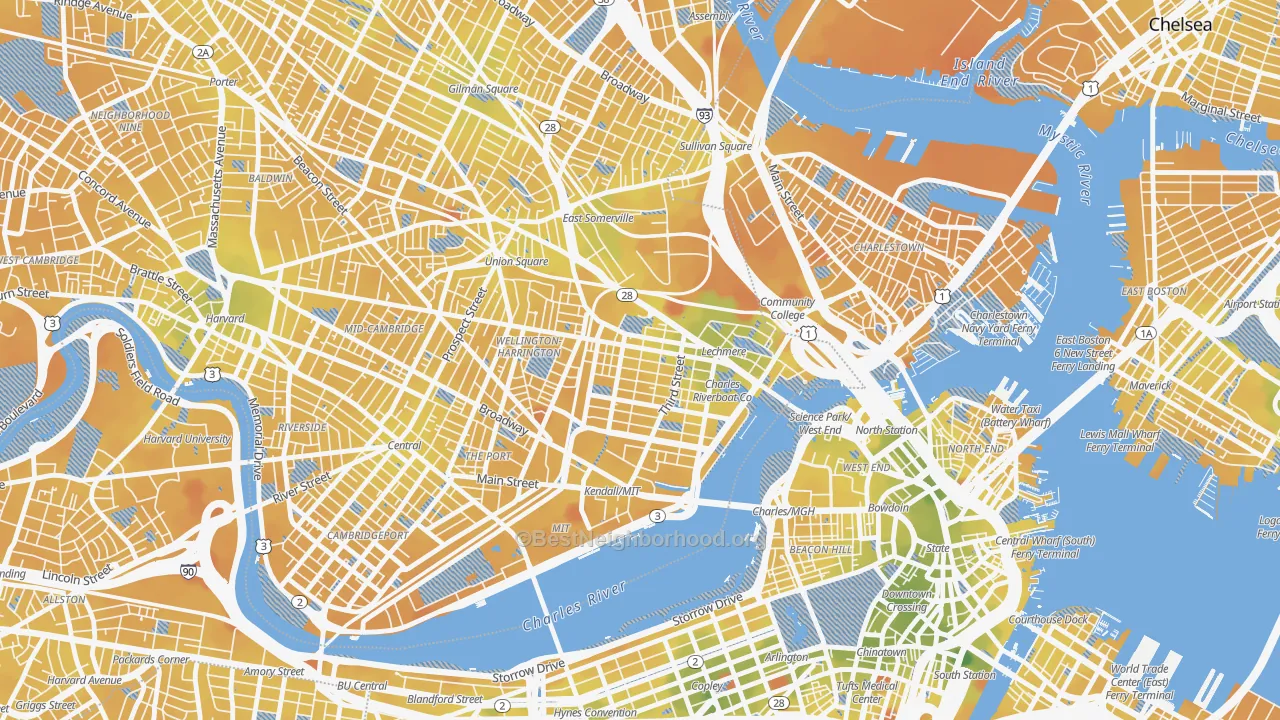Transit Grade map of 02141, MA
