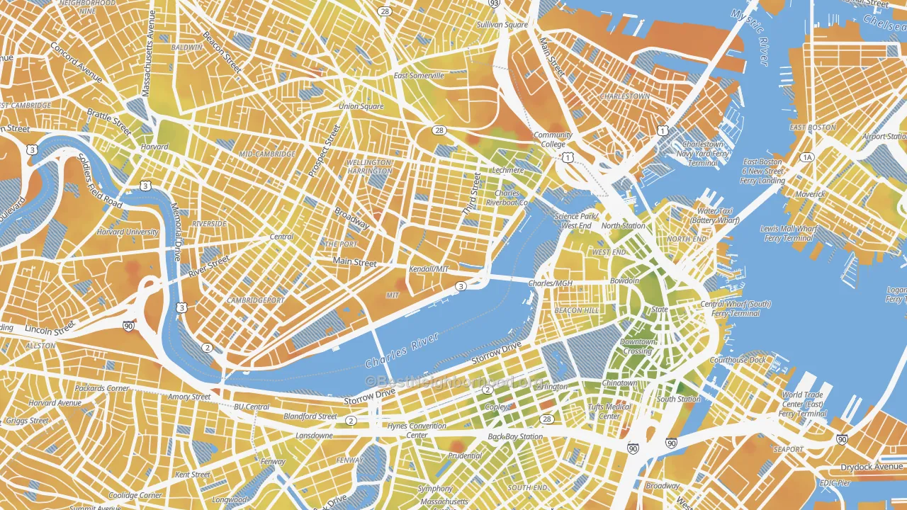 Transit Grade map of 02142, MA
