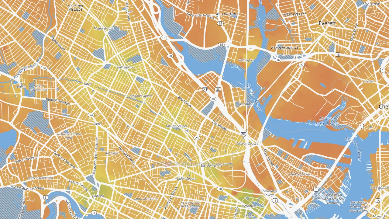 Transit Grade map of 02145, MA