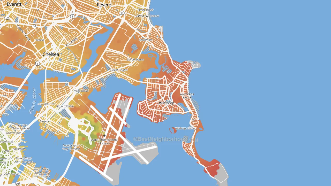 Transit Grade map of 02152, MA