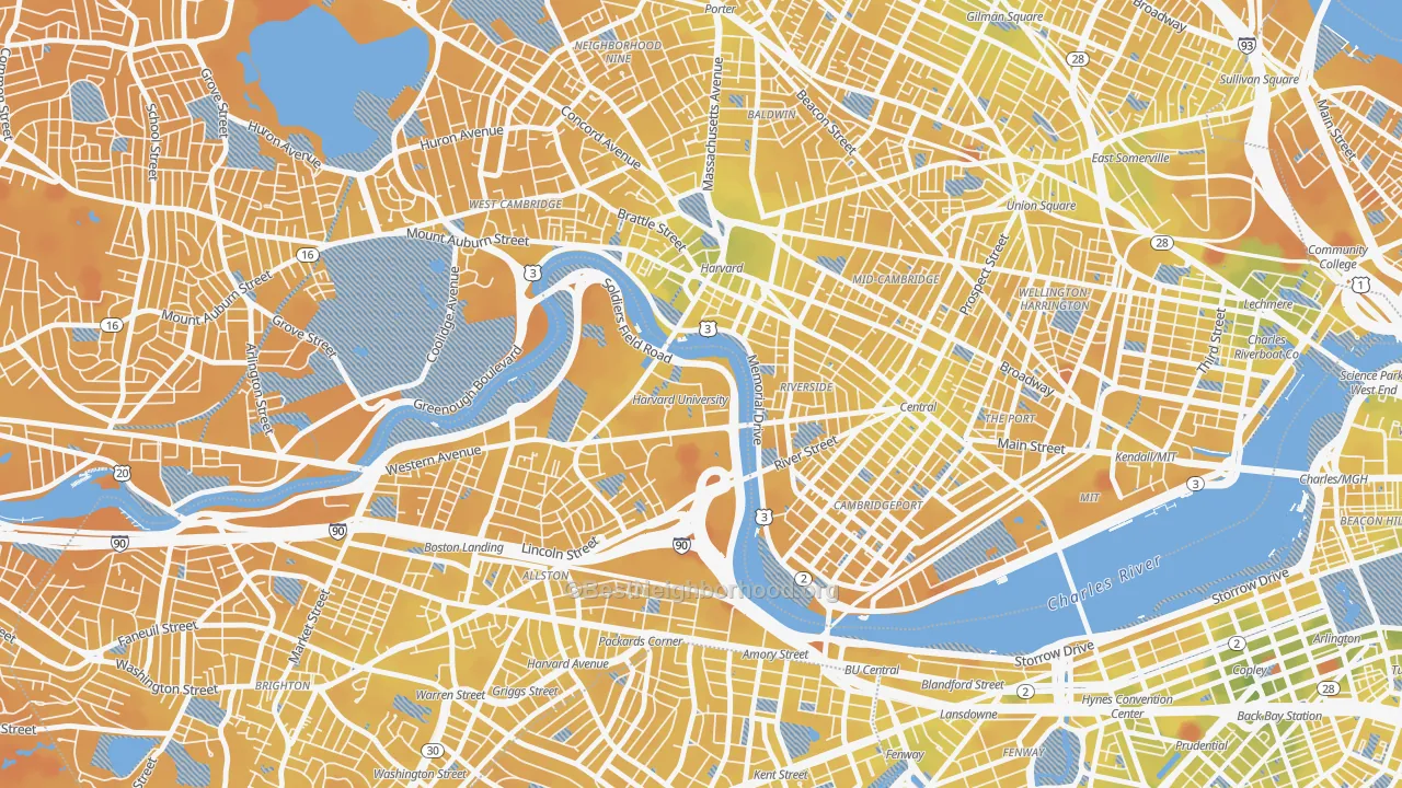 Transit Grade map of 02163, MA