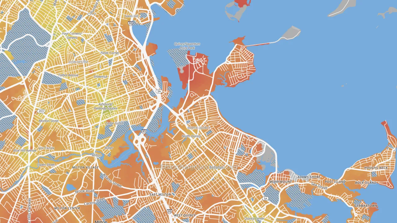 Transit Grade map of 02171, MA