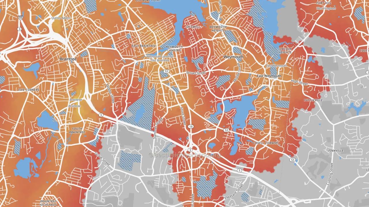 Transit Grade map of 02188, MA