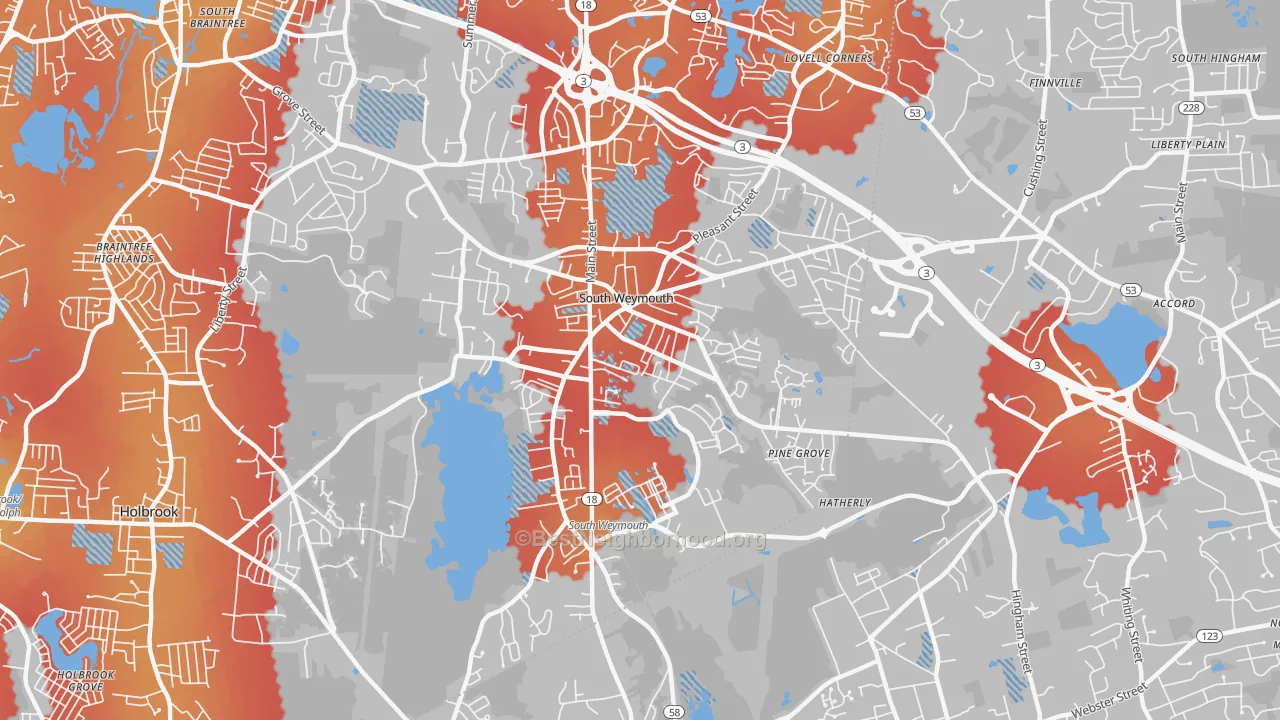 Transit Grade map of 02190, MA