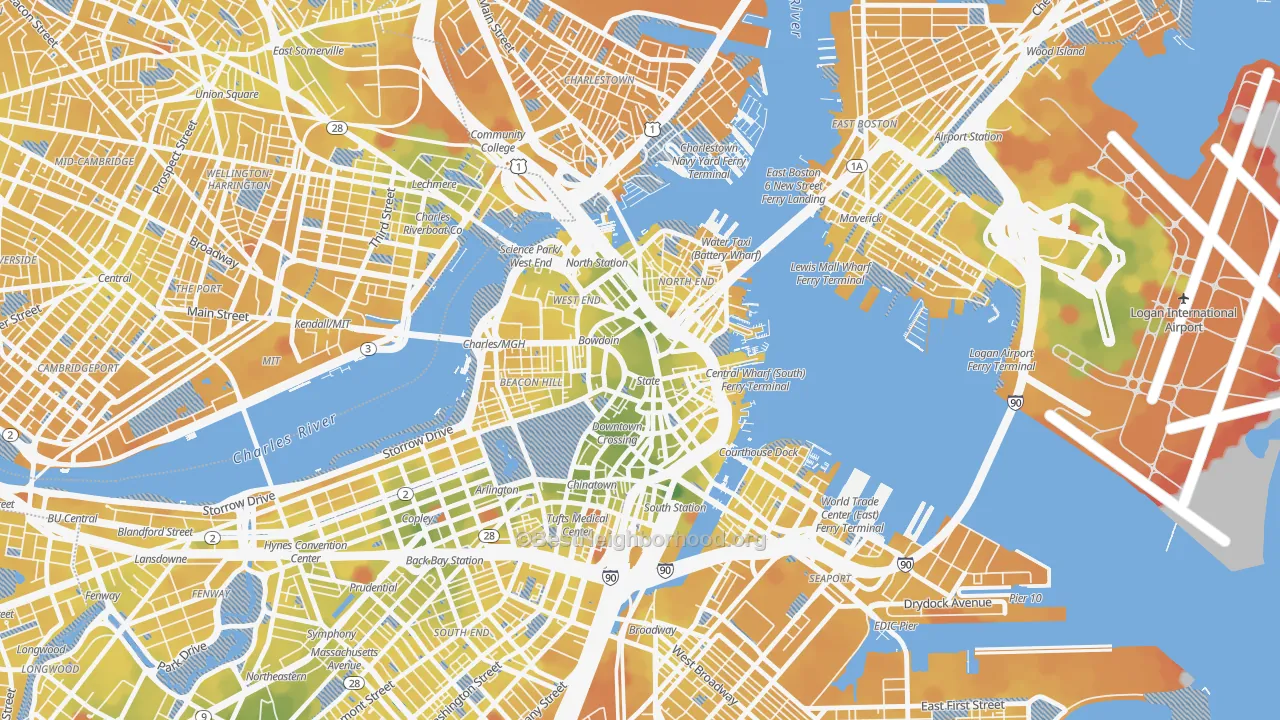 Transit Grade map of 02201, MA