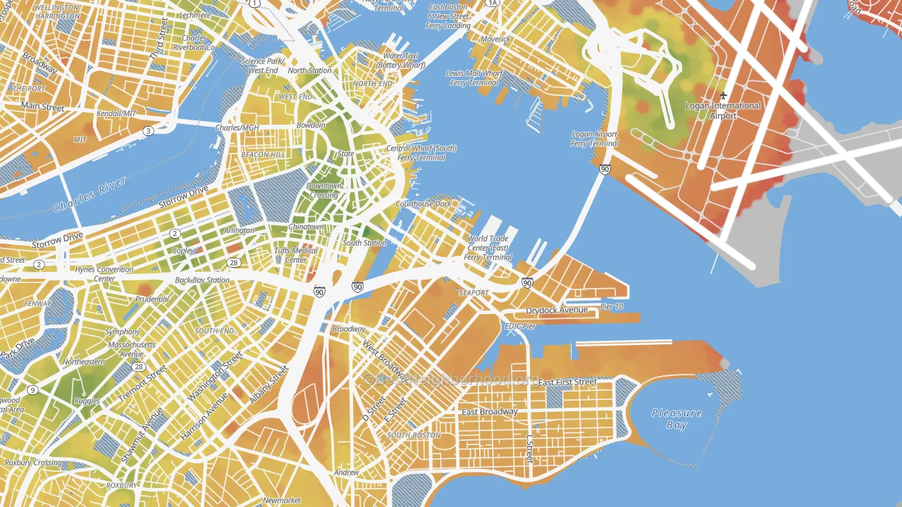 Transit Grade map of 02210, MA