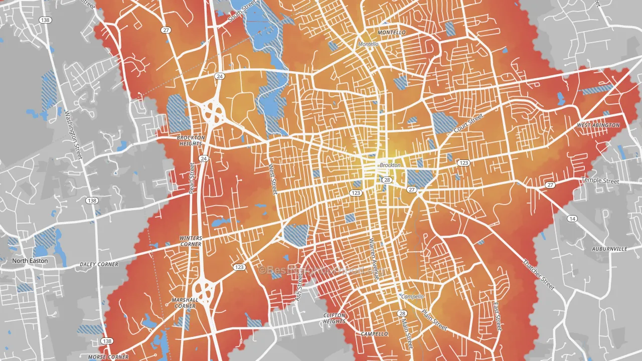 Transit Grade map of 02301, MA