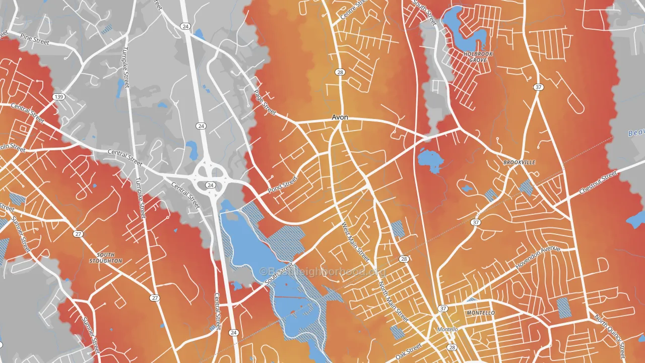 Transit Grade map of 02322, MA