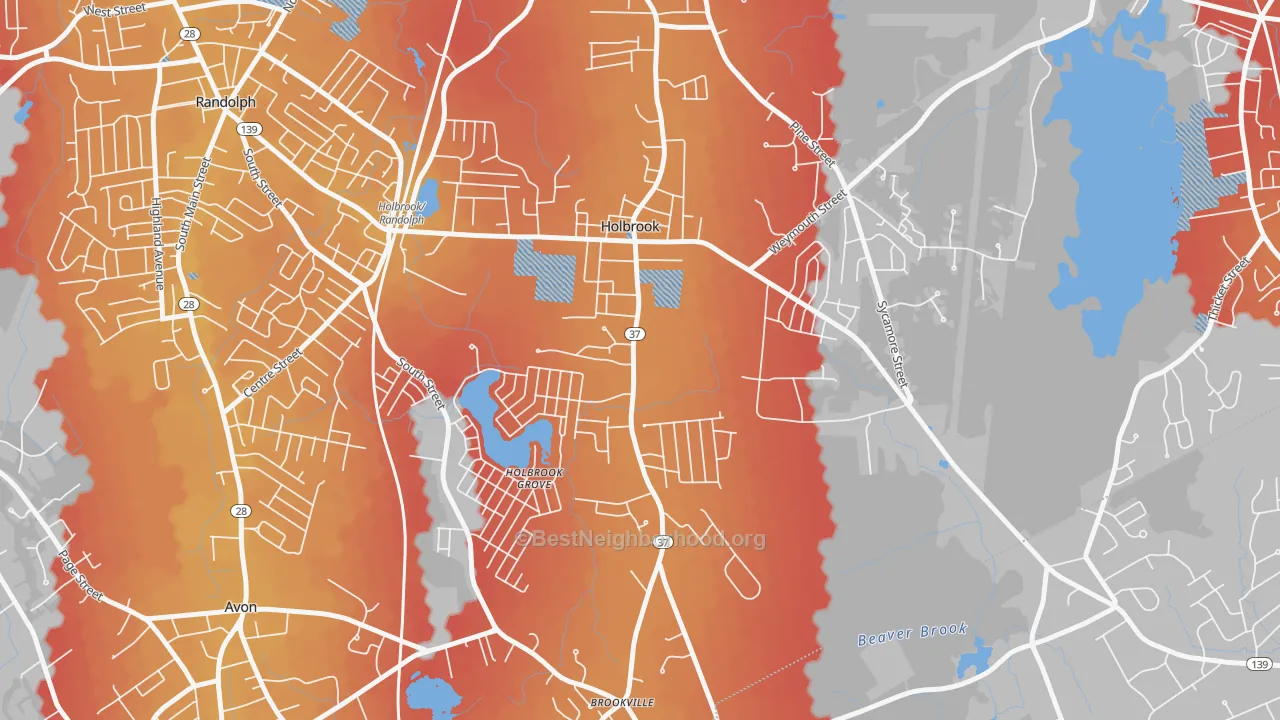 Transit Grade map of 02343, MA
