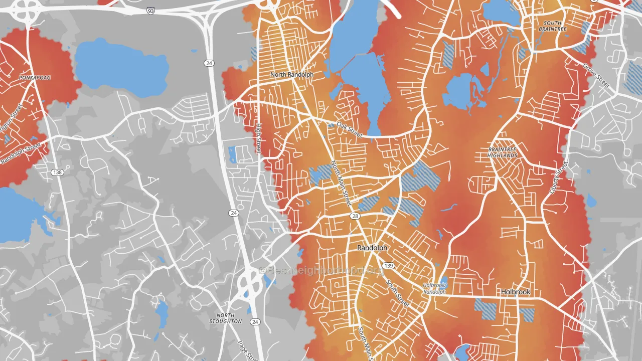 Transit Grade map of 02368, MA