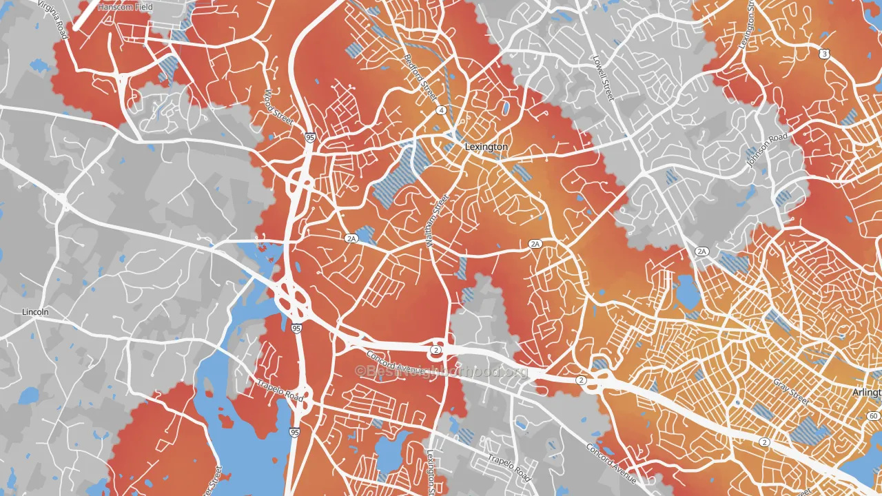 Transit Grade map of 02421, MA