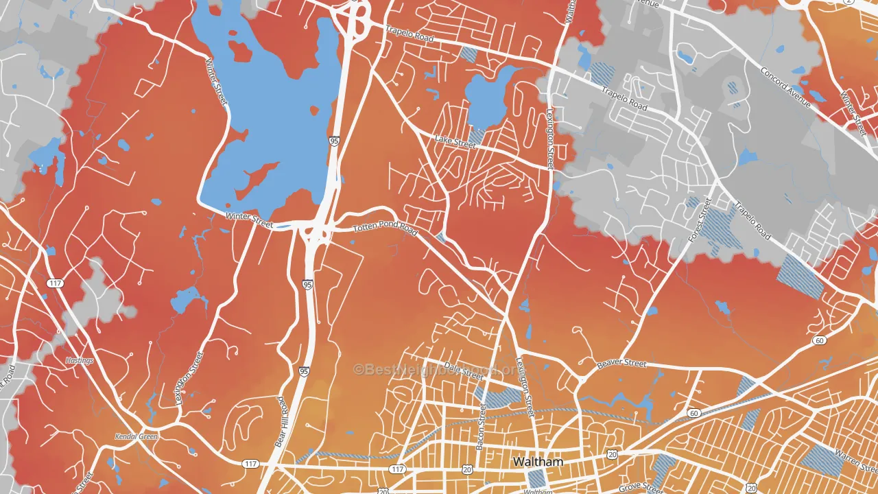 Transit Grade map of 02451, MA