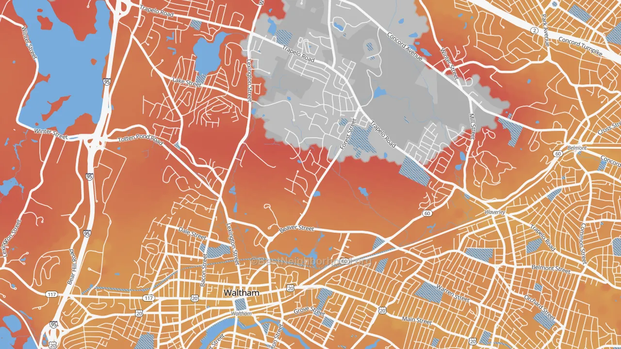 Transit Grade map of 02452, MA