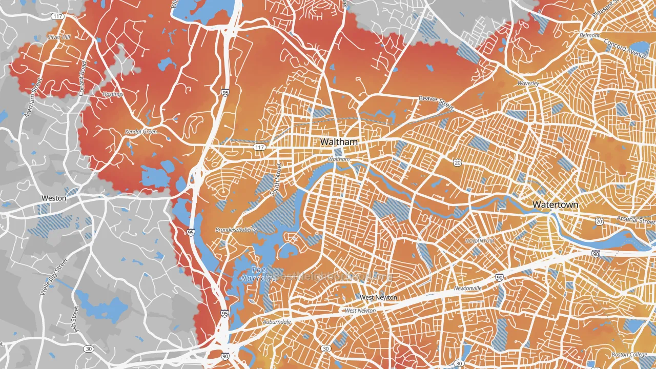 Transit Grade map of 02453, MA