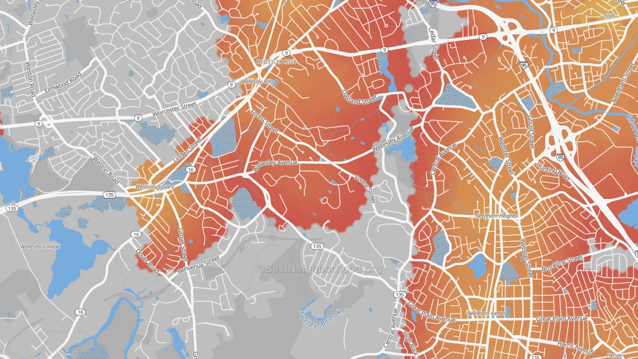 Transit Grade map of 02457, MA
