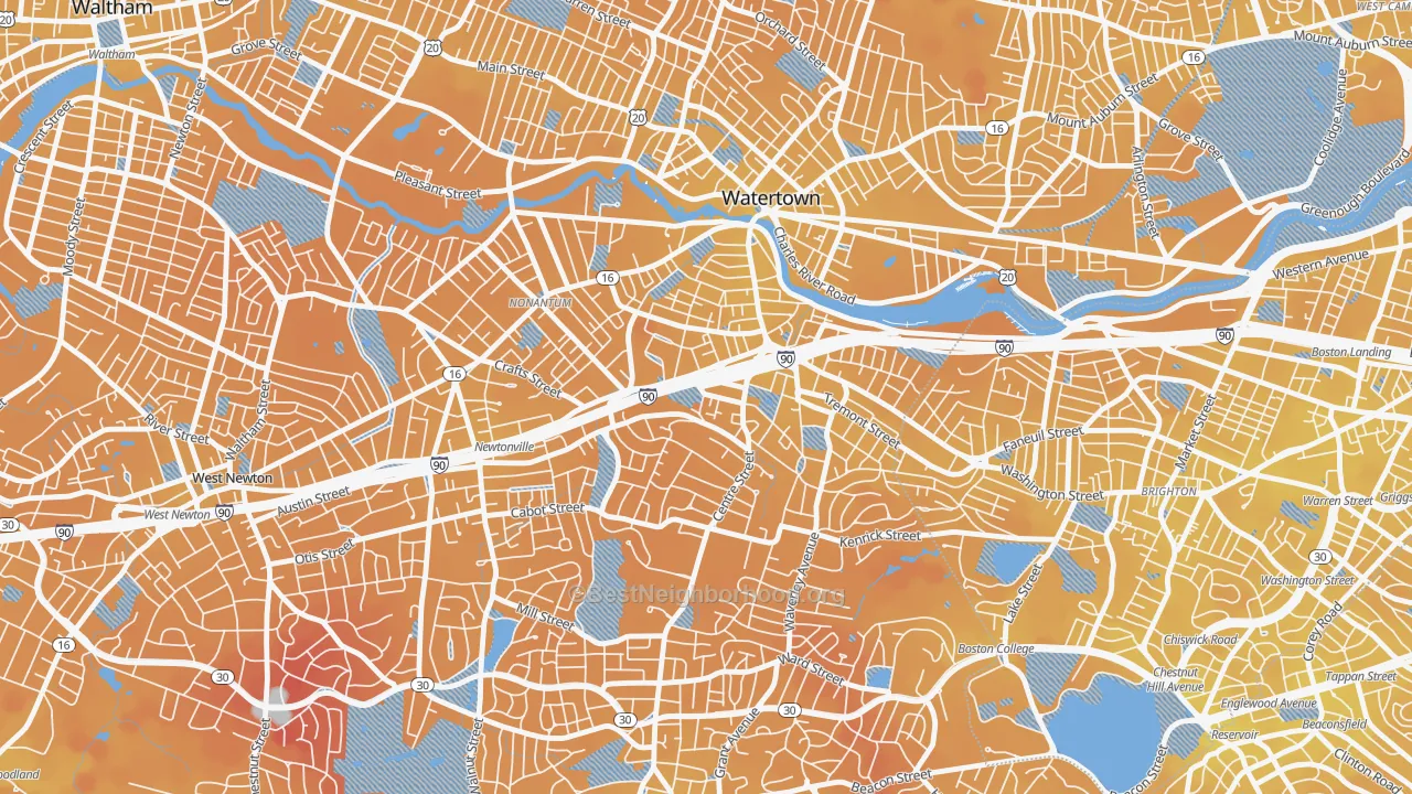 Transit Grade map of 02458, MA
