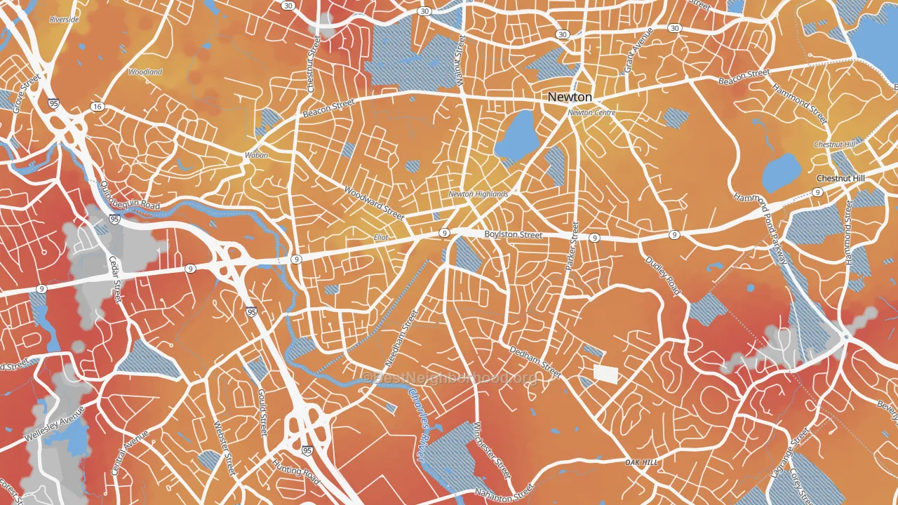 Transit Grade map of 02461, MA